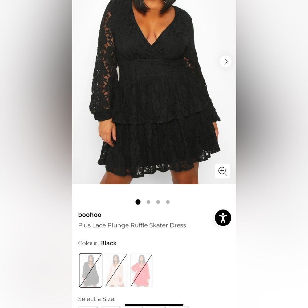 Boohoo Black Lace Plunge Skater Dress